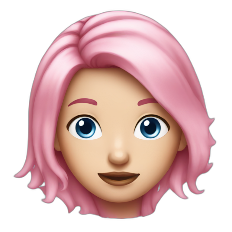 Pink-hair-girl blue-eyes emoji