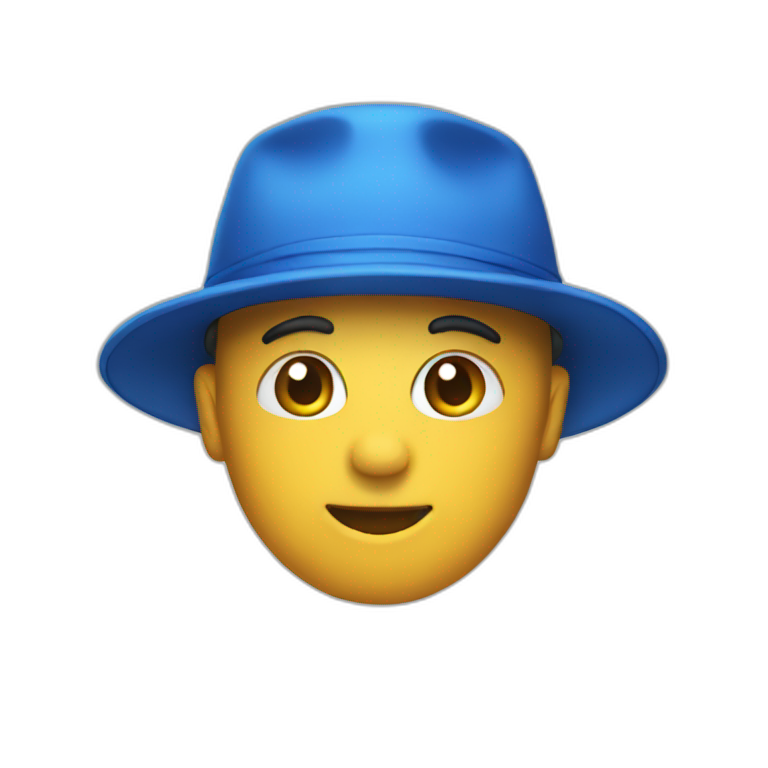 a neutral emoji with blue hat emoji