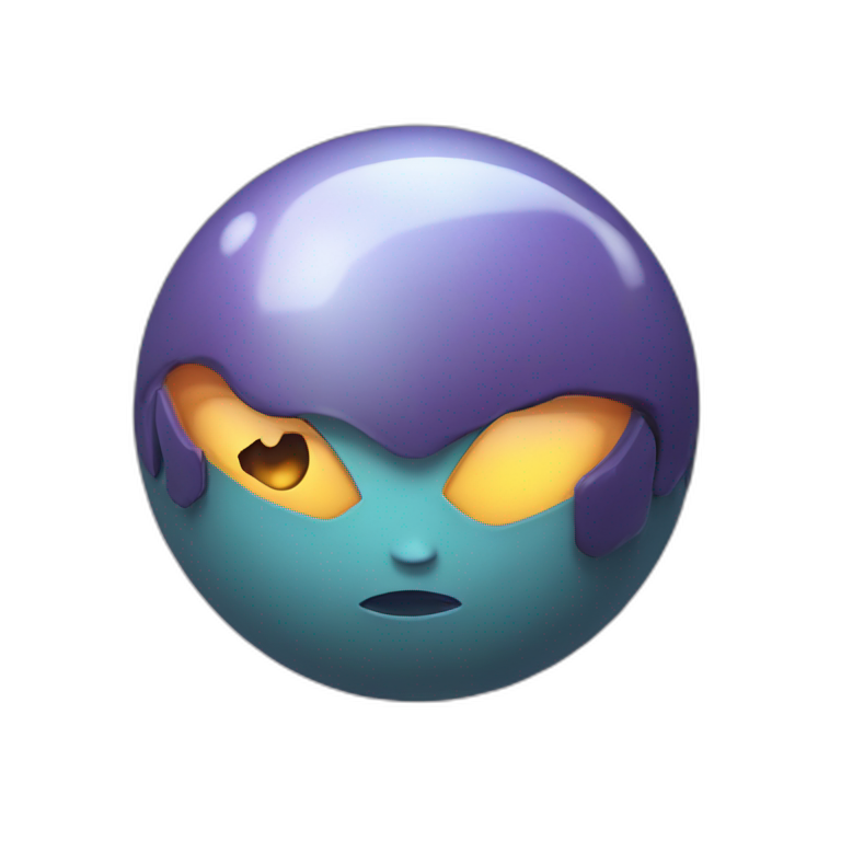 3d sphere with a cartoon feminine deepslate Blaze skin texture with abashed eyes emoji