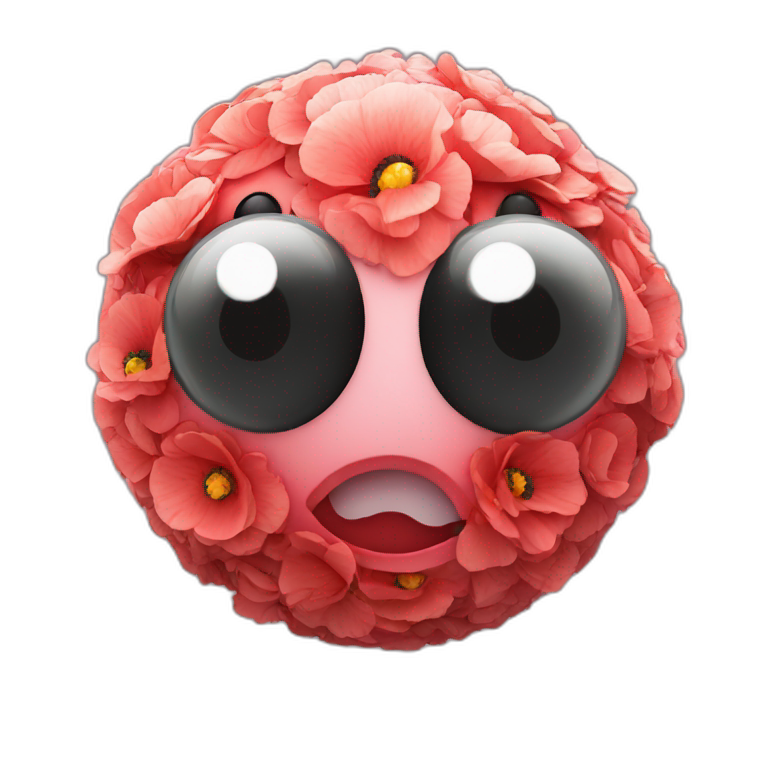 3d sphere with a cartoon poppy texture with big feminine eyes emoji