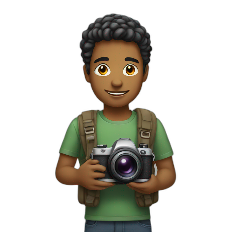 young man with camera emoji