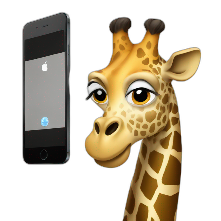 Giraffe using mobile phone  emoji