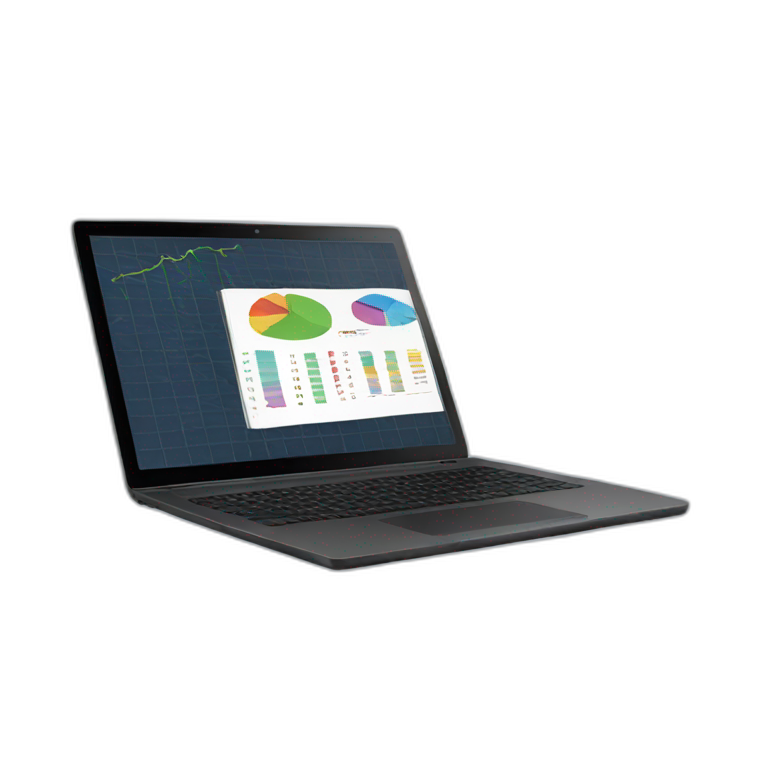 laptop with charts emoji