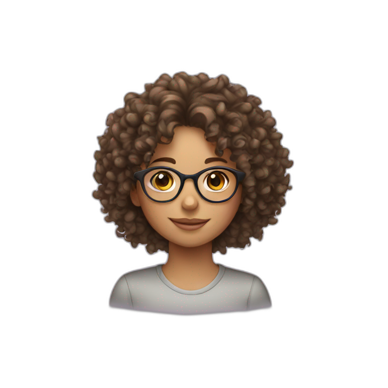 Curly haired girl with glasses emoji