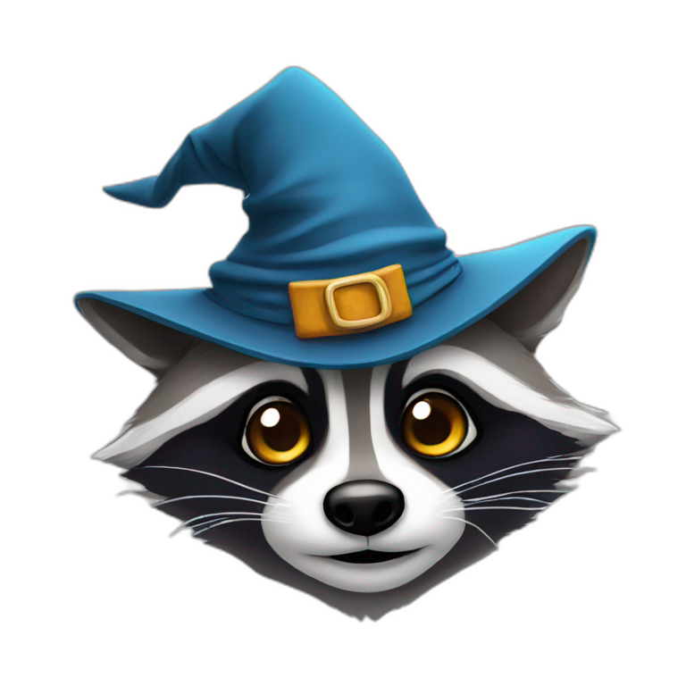racoon with a wizard hat emoji