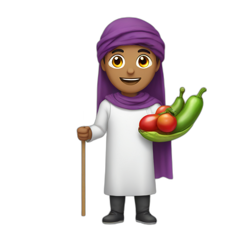Arabic man holding rainbow flag and eggplant emoji