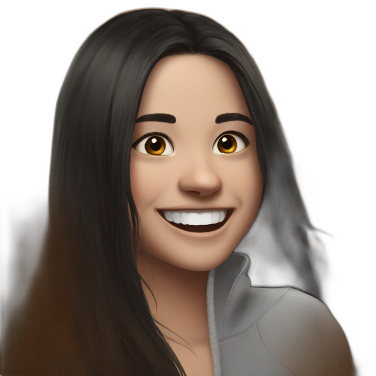 happy brown-eyed girl with long hair emoji