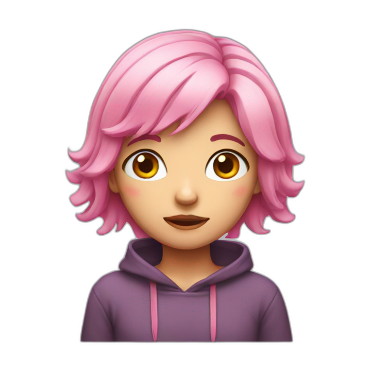 tearful pink haired girl emoji