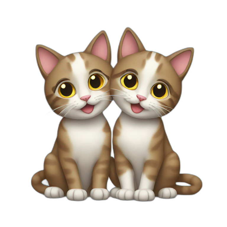 Two cats in love emoji