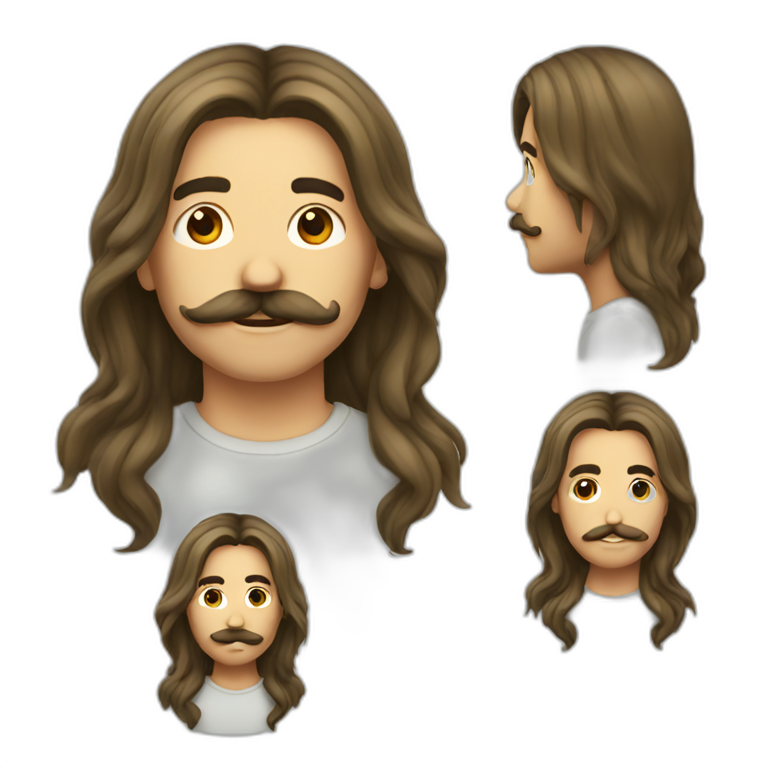 Long hair boy attached and moustache emoji