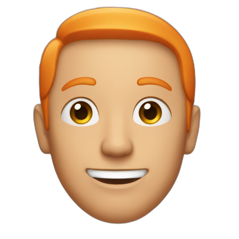 A man with orange hair and stars in his eyes emoji
