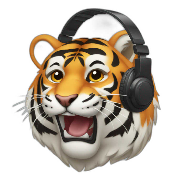 Tiger who listen music emoji