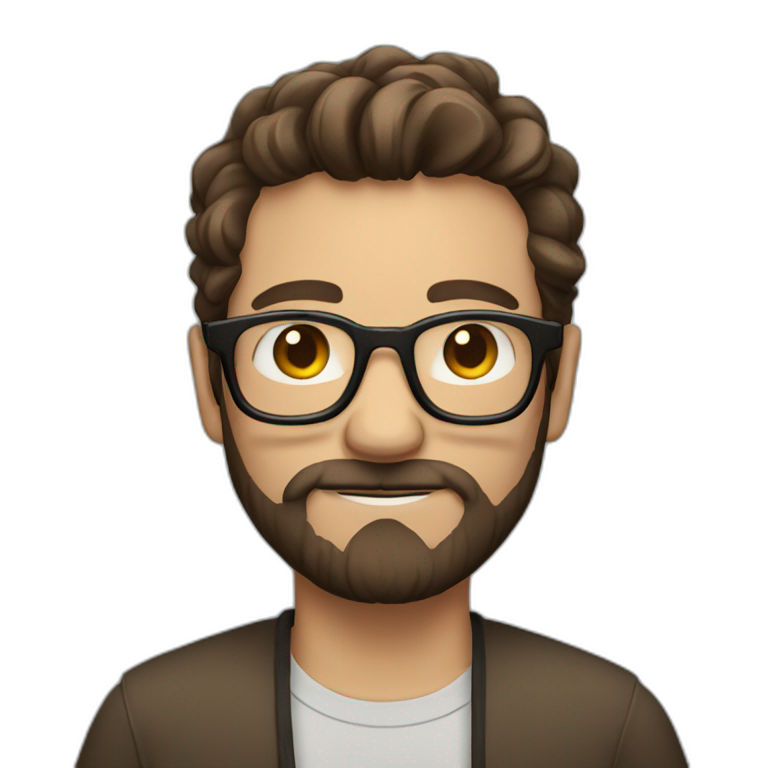 guy with tall beard and brown hair and glasses emoji