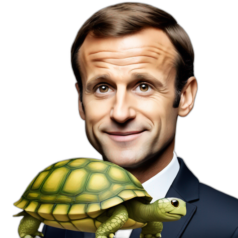 Emmanuel Macron on turtle  emoji