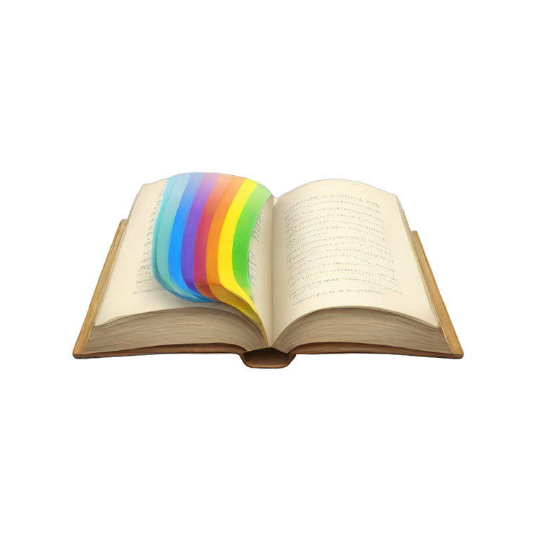 Open book with rainbow emoji