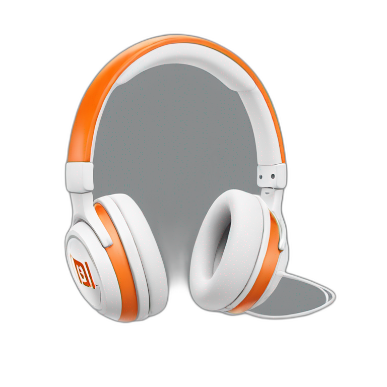 headphone jbl wihte and orange on the setup gaming emoji