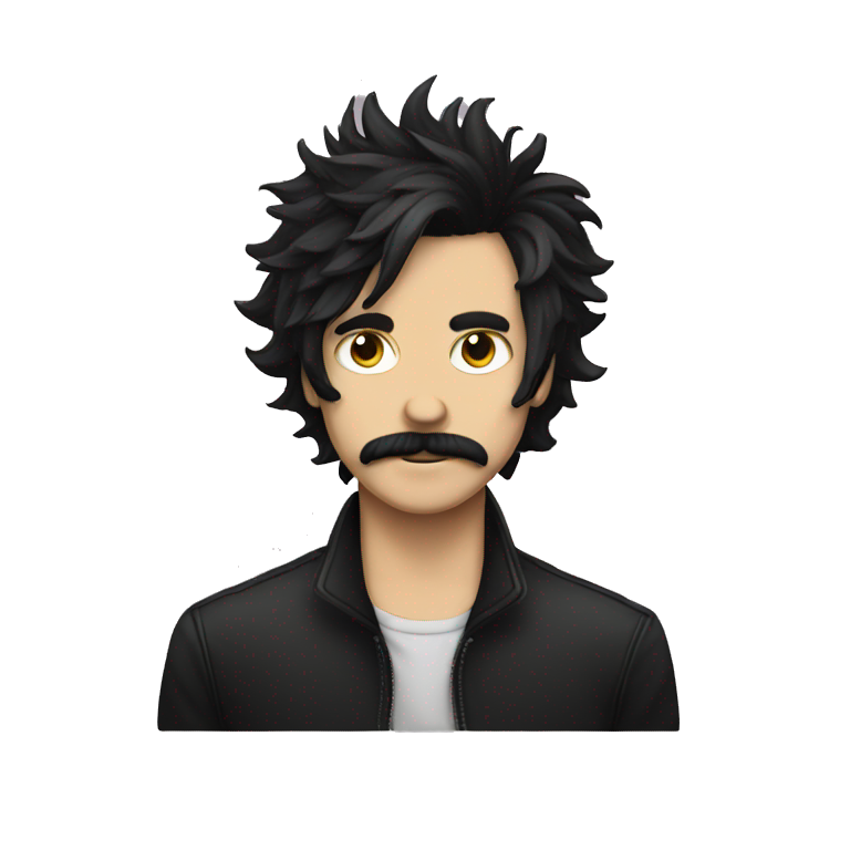 emo boy with shaggy hair and moustache emoji