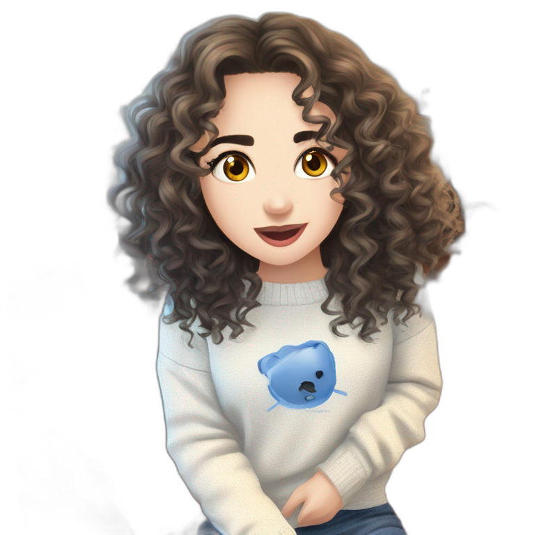 curly haired girl in sweater emoji