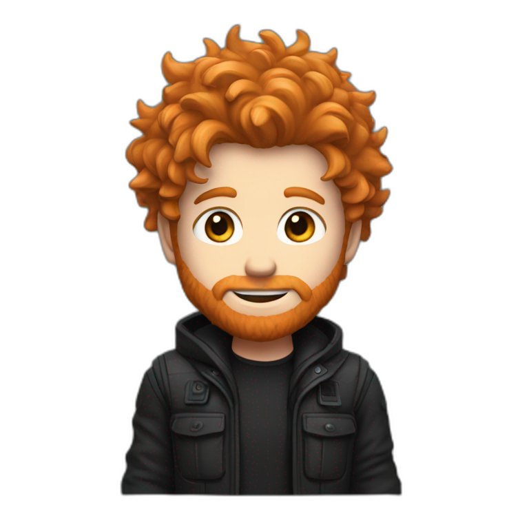 Ginger protagonist scruffy hair and black gear clothes emoji