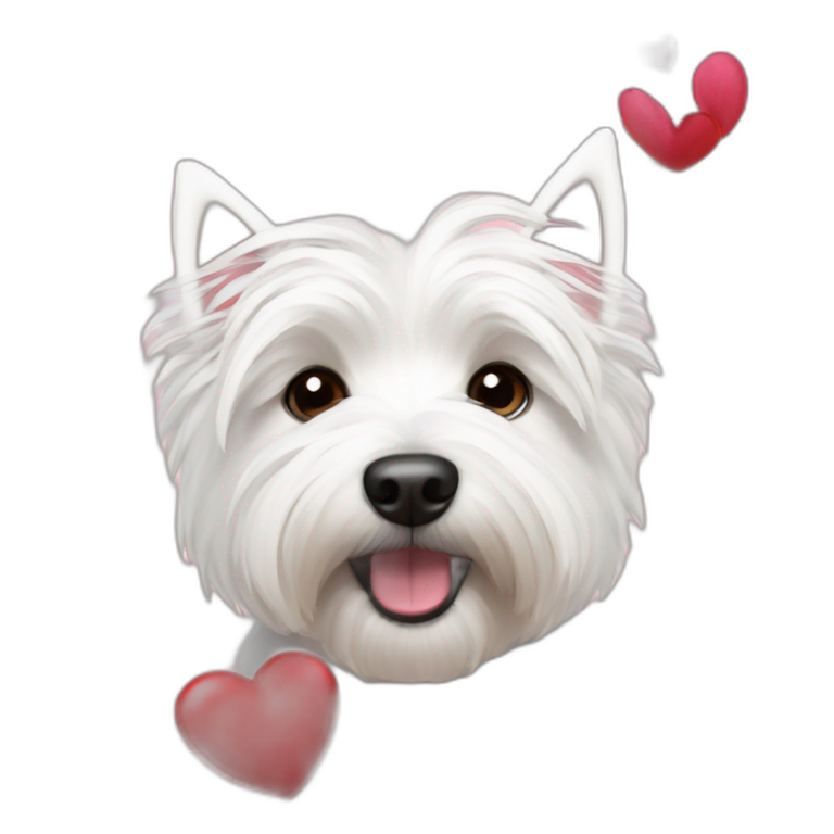 Westie with Valentine's Day emoji