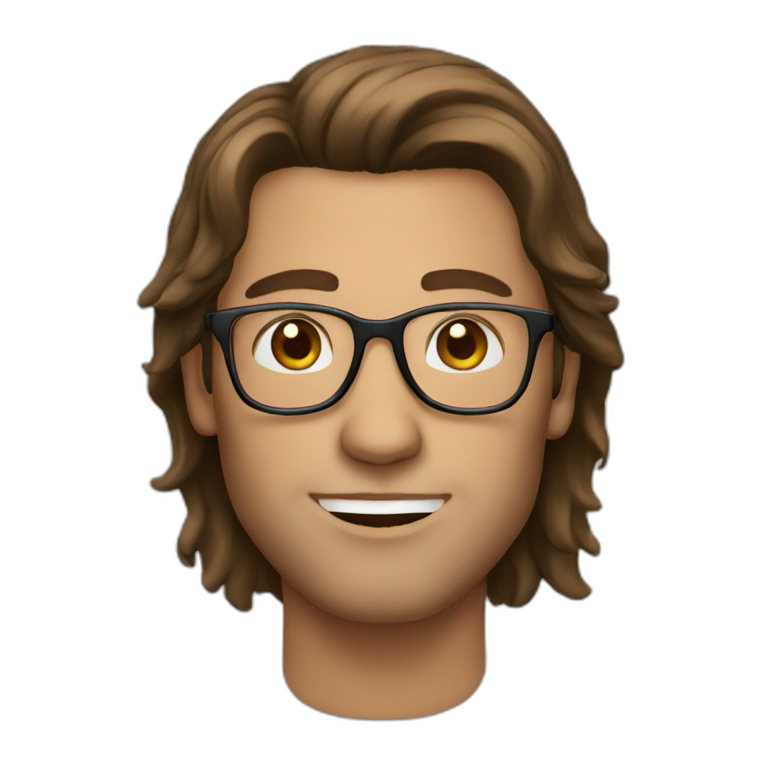 man long brown hair with glasses emoji