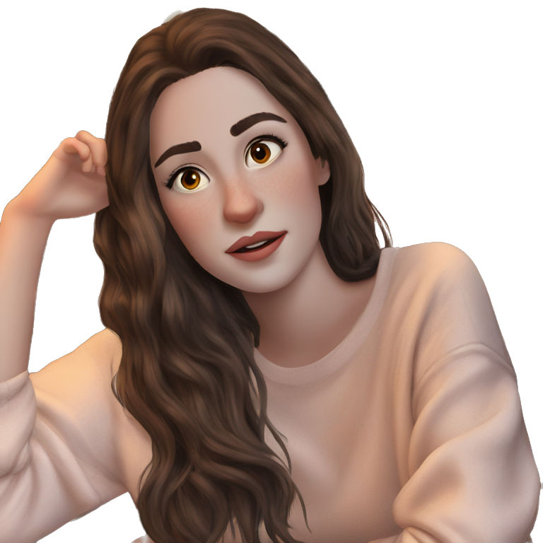 serene girl with brown hair emoji