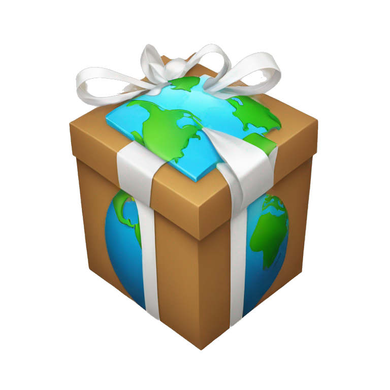 GIFT BOX WITH A PLANET EARTH INSIDE emoji