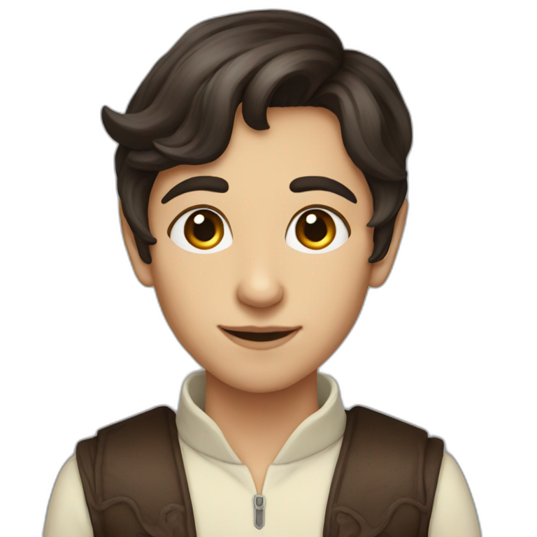 elf androgynous person with dark brown hair and   emoji