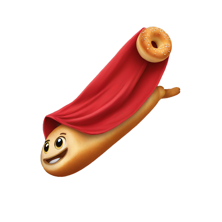 flying bagel wearing a red cape emoji