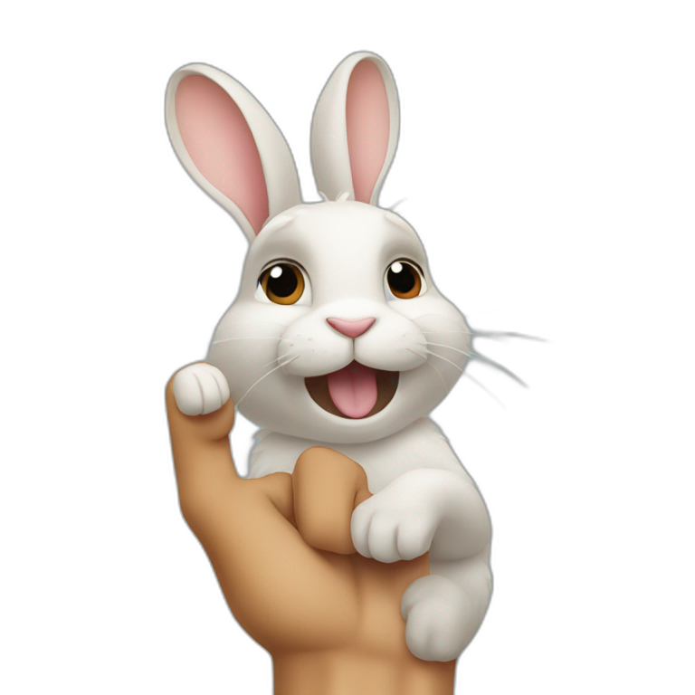 Rabbit middle finger emoji