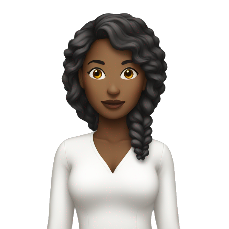Black woman in a all white outfit emoji