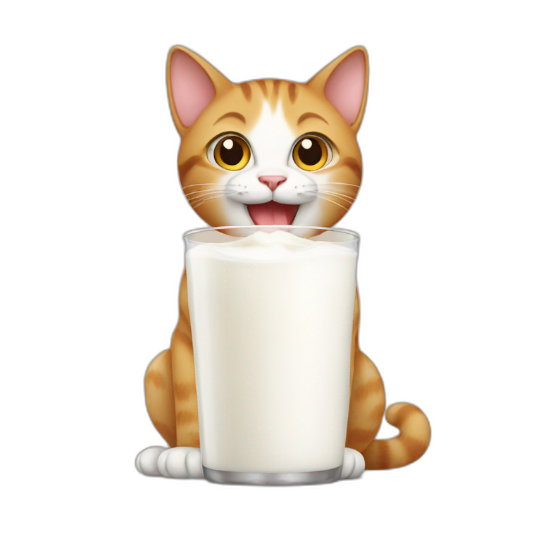 cat liking milk emoji