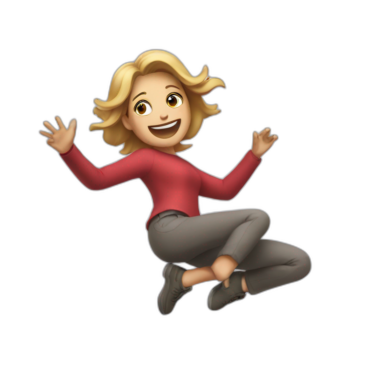 woman jumping over spoilers emoji