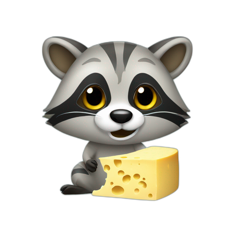 Raccoon eat cheese with mold  emoji