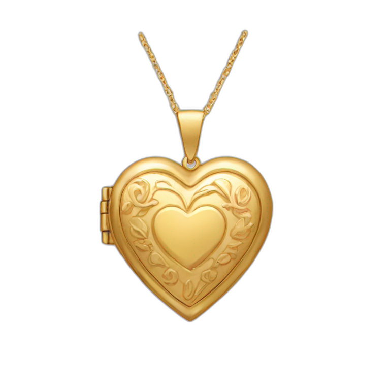 gold locket heart emoji