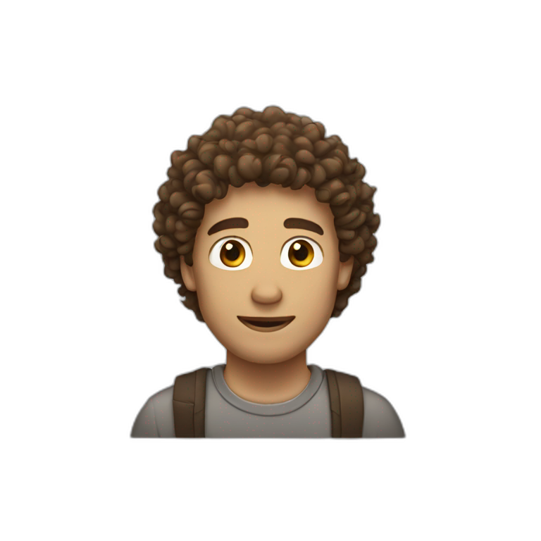 Guy with brown curly hair emoji