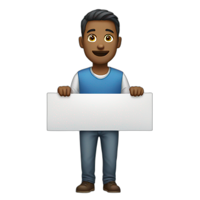man holding banner emoji