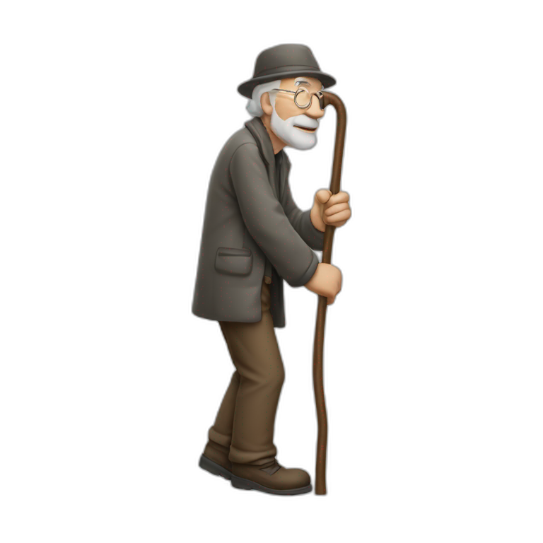 Old man leaning on a walking cane crancky b emoji