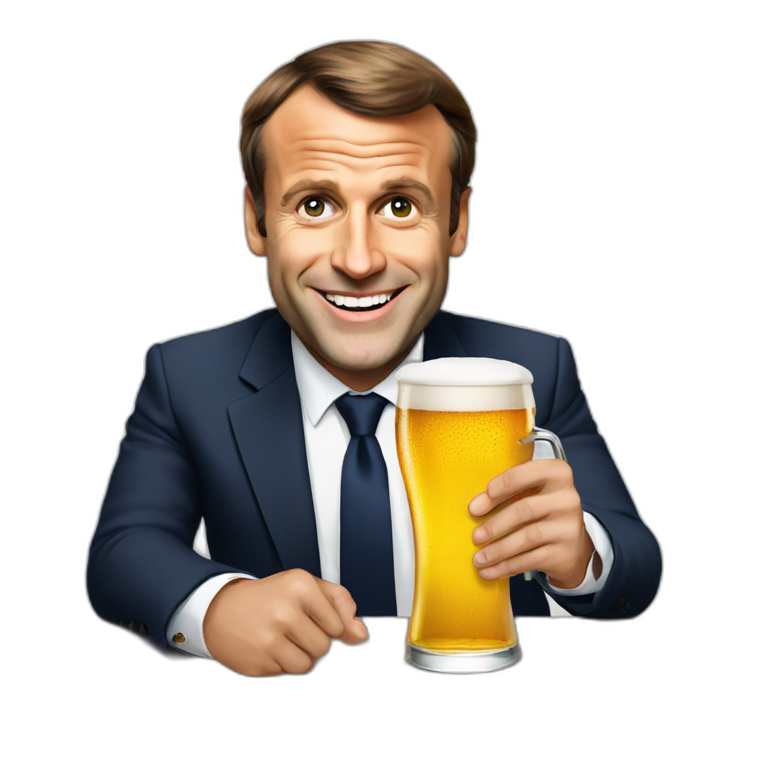 Emanuel macron cheer a beer emoji