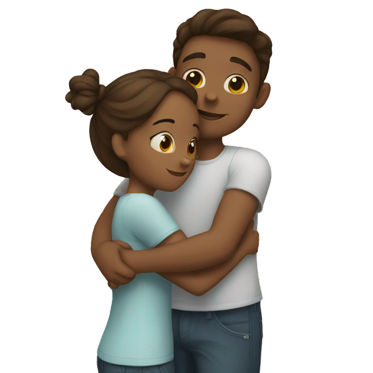 Girl hugging tall boy  emoji