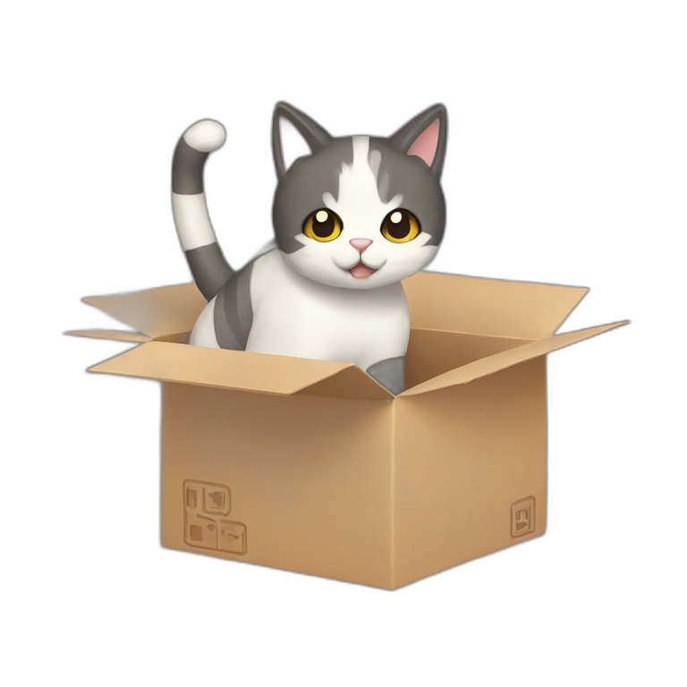 8-bit Cat in box emoji