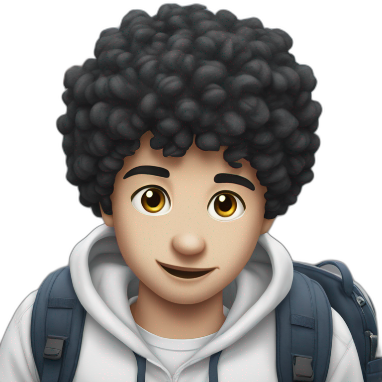 happy afro boy with backpack emoji