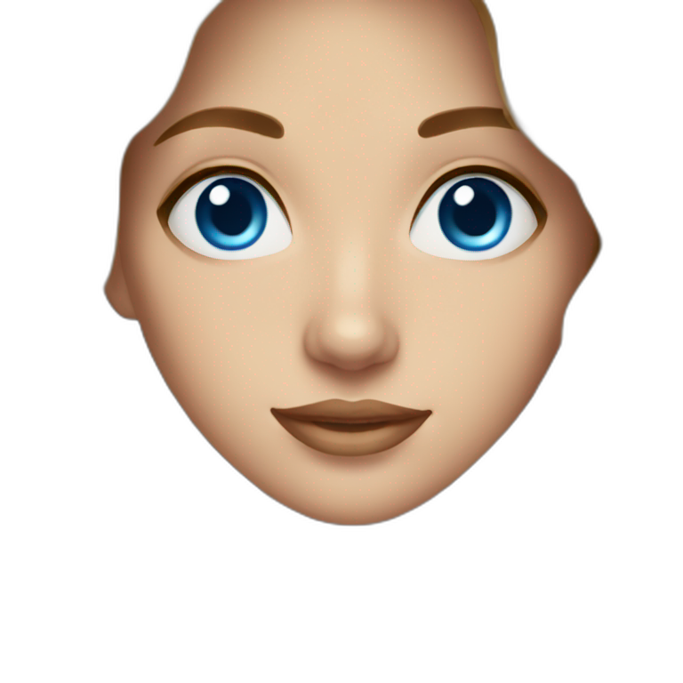 Woman light brown long wavy hair blue eyes  emoji