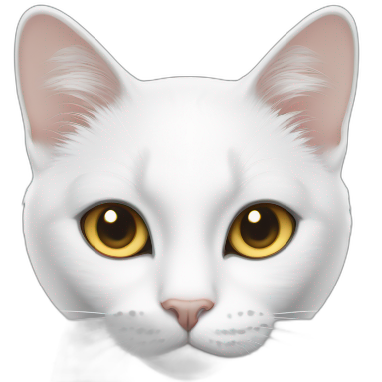 white cat with grey spots and spot on nose with gold eyes emoji