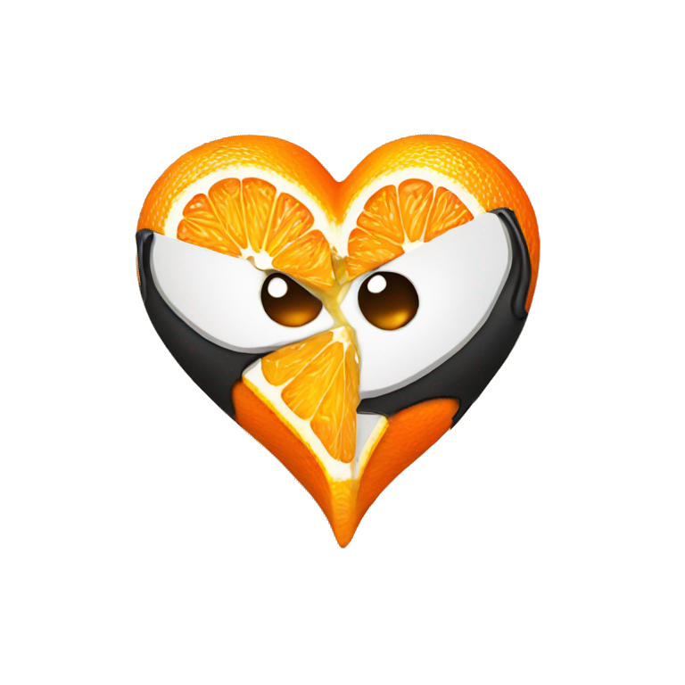 half orange half black heart emoji