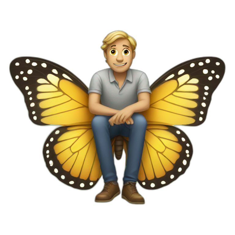 man sitting on a butterfly emoji