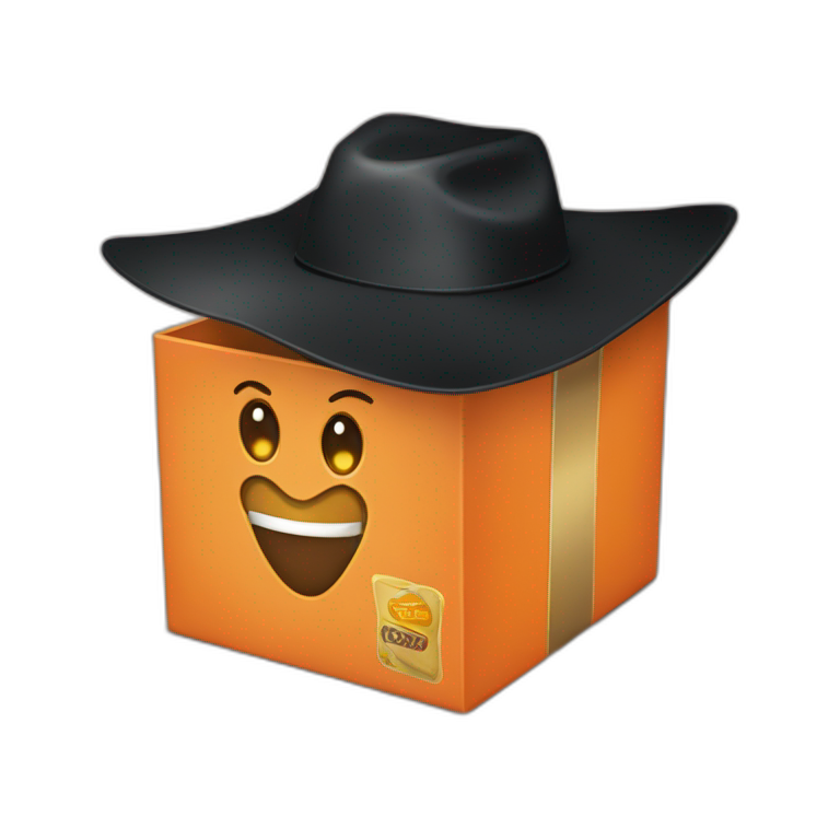 zorro color naranja con una caja emoji