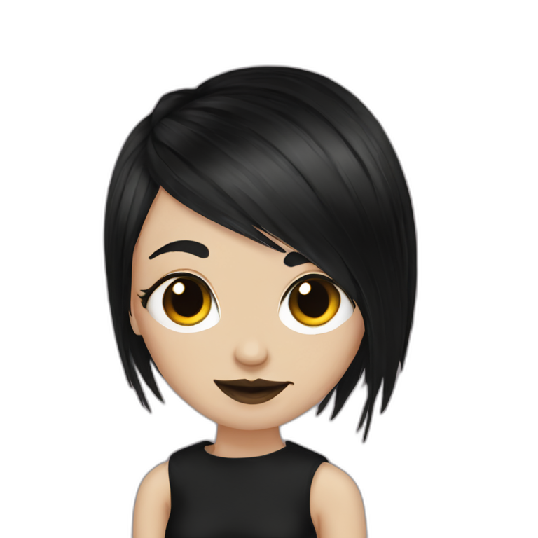 goth girl black hair undercut emoji