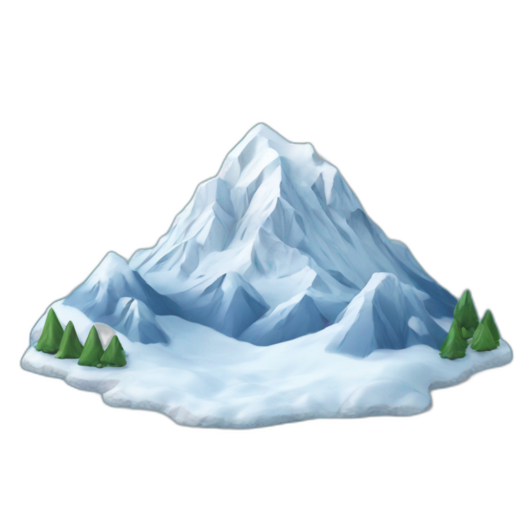 snowy mountain on blue background emoji