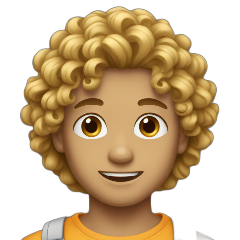 Boy hair long curly emoji